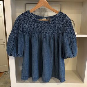 Anthropologie Liza smocked denim blouse - medium